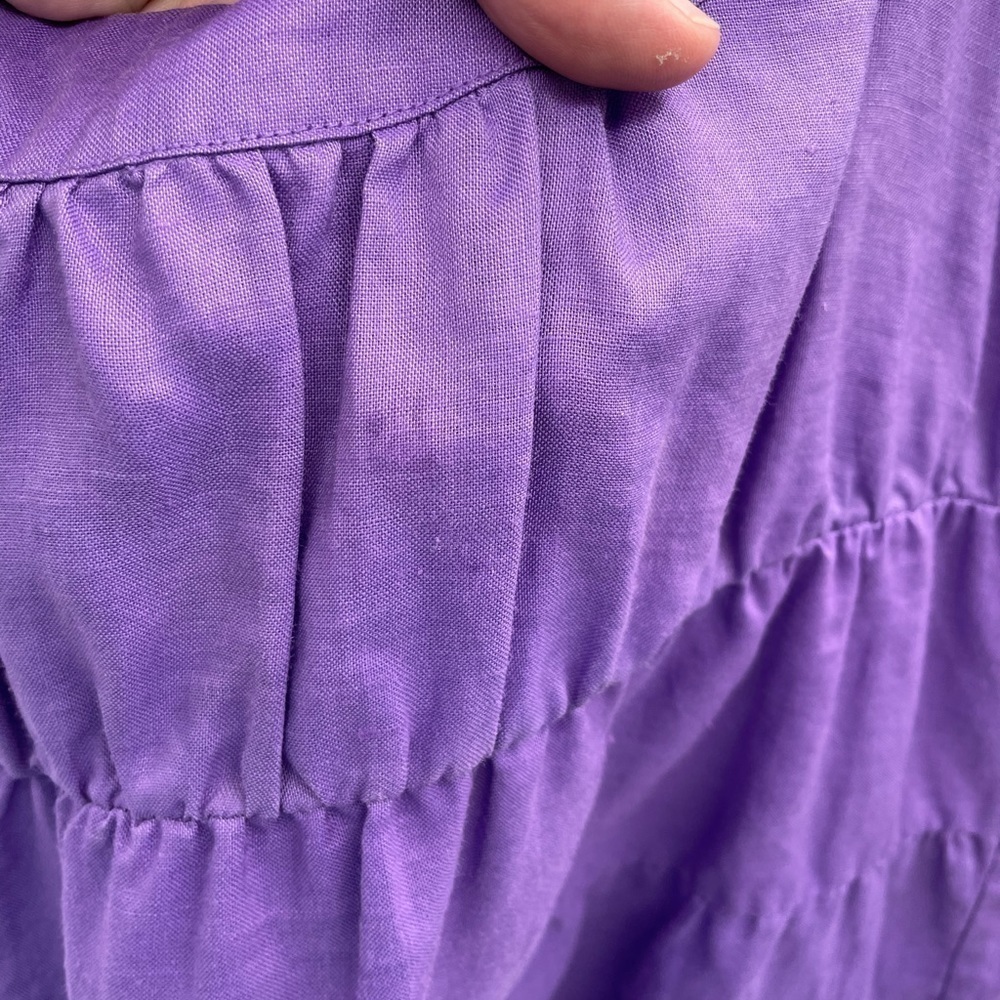Linen Purple Sleeveless Ruffle Top - Picture 3 of 5